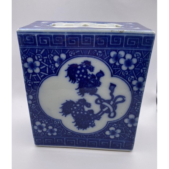 Chinese Blue and White Porcelain Opium Pillow Incense Burner Antique Used - Picture 8 of 16